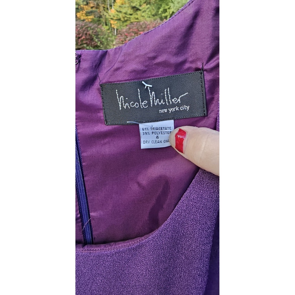 Nicole Miller Dress Solid Plum‎  Sleeveless Lined A-Line Size 6 - Picture 3 of 6